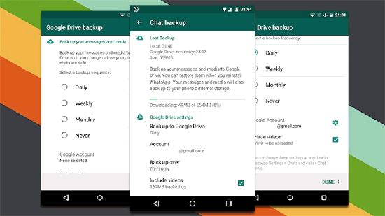 Восстановление WhatsApp из резервной копии Google Drive